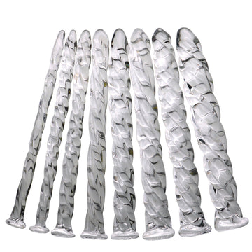 Sonde Urétrale Homme BDSM Transparent en Verre Rainuré