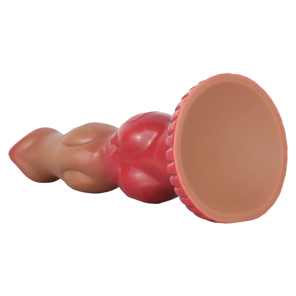 Gode Chien Rouge en Silicone Fantasy à Nœud