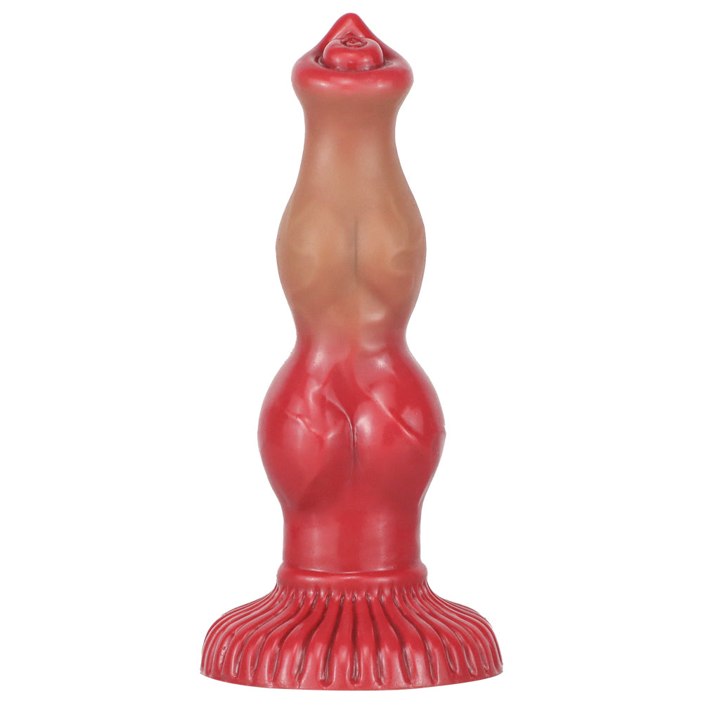 Gode Chien Rouge en Silicone Fantasy à Nœud