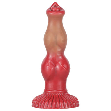 Gode Chien Rouge en Silicone Fantasy à Nœud