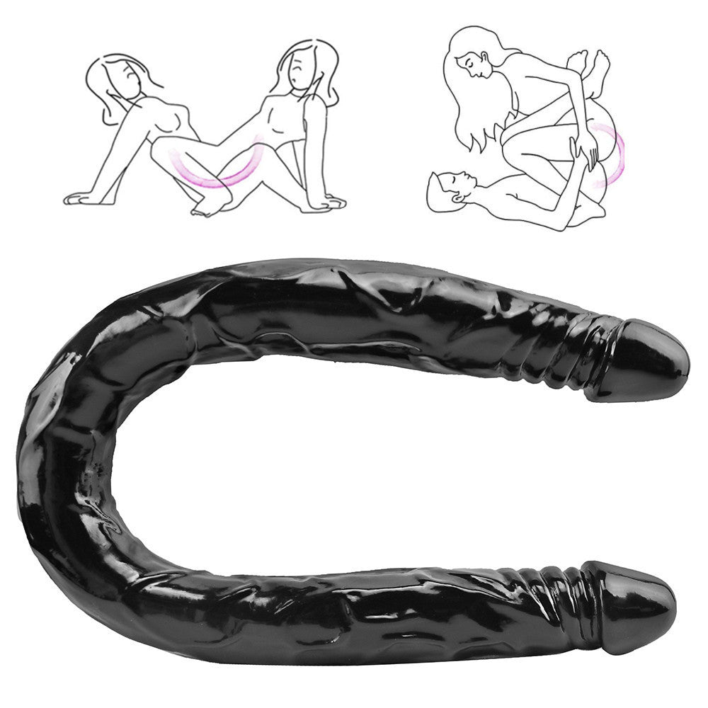 55 CM Long Noir Double Gode Lesbienne