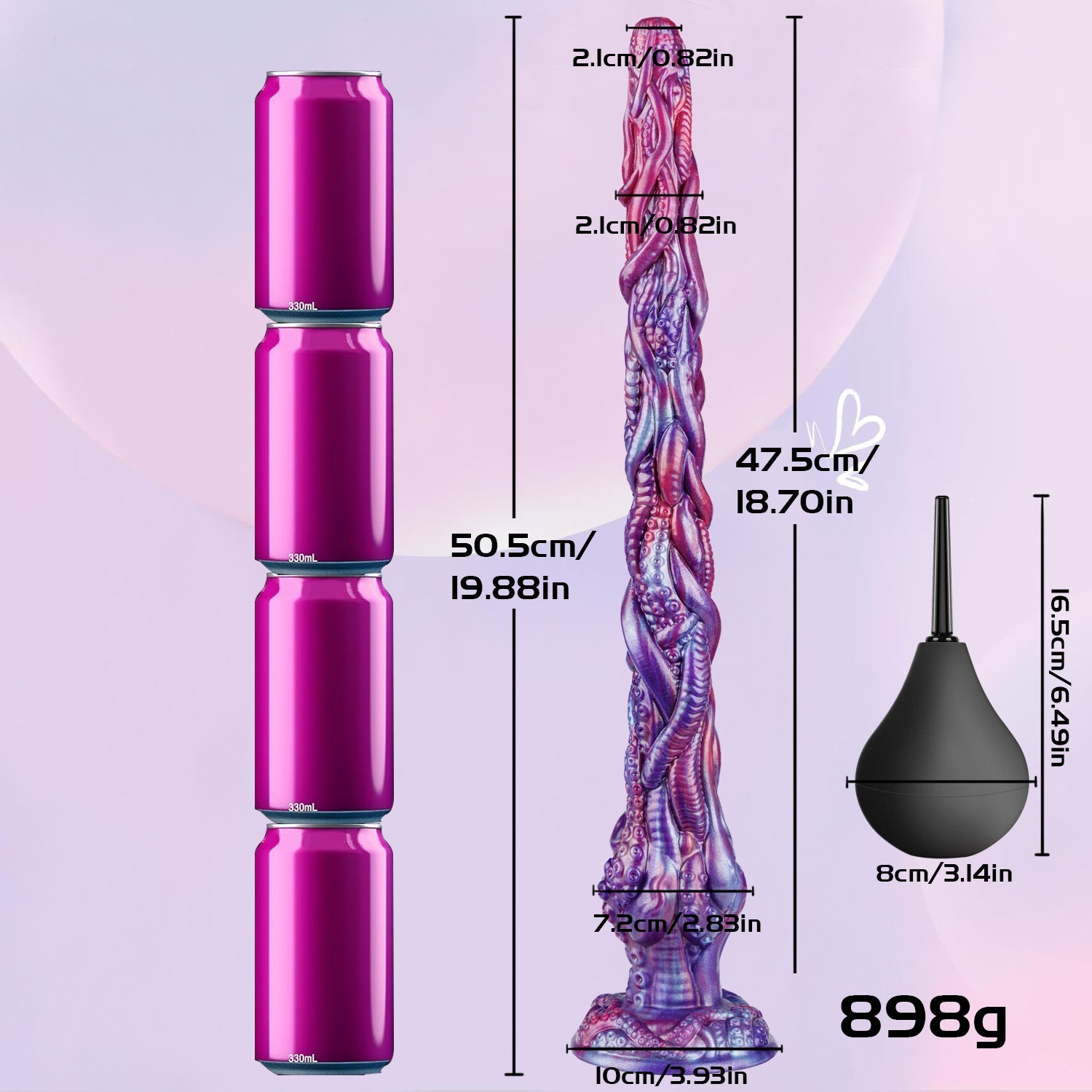 Gode Tentacule Fantasy Violet XXL Éjaculateur 50,5 cm