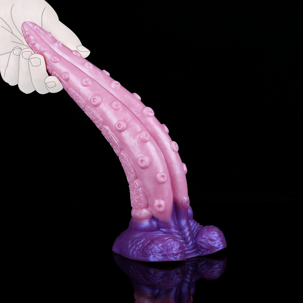 28 cm Fantaisie Silicone Courbé Tentacule Gode Langue