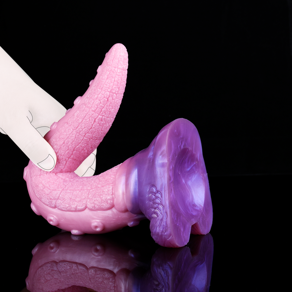 28 cm Fantaisie Silicone Courbé Tentacule Gode Langue