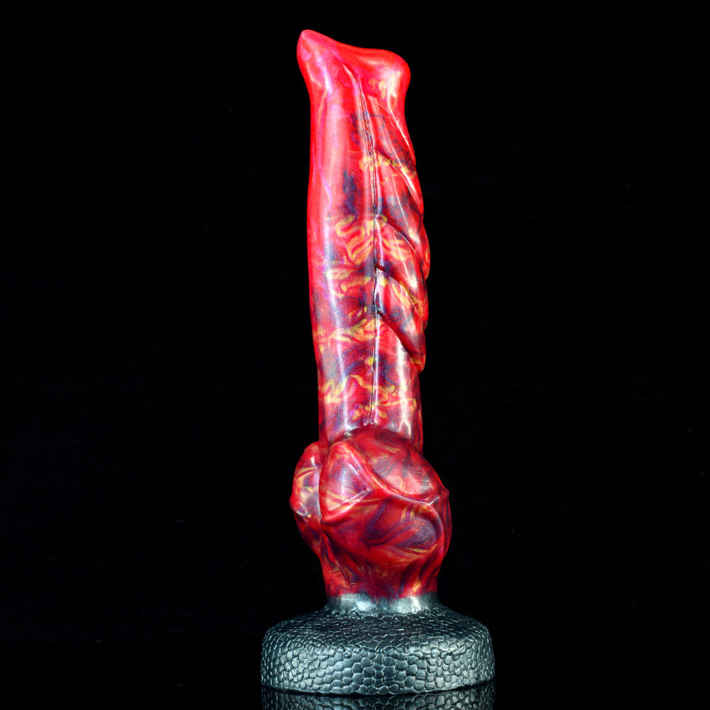 Gode Loup Texturé Rouge Hellfire avec Nœud 24 cm