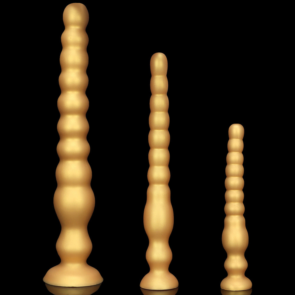 43 cm Long Doré Silicone Plug Anal à Boules