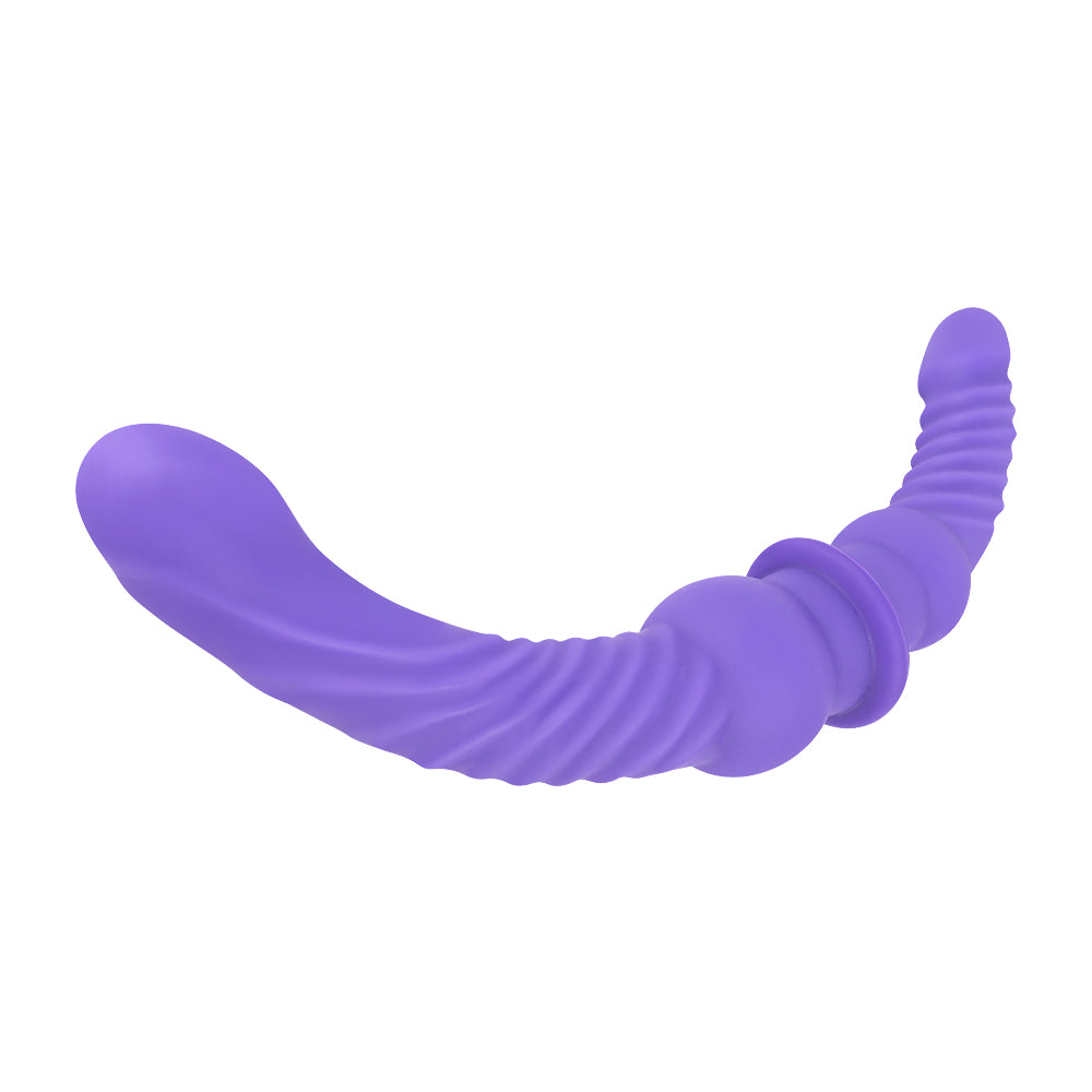 Double Gode Pour Lesbienne Violet Nervuré De 43CM