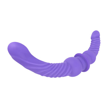 Double Gode Pour Lesbienne Violet Nervuré De 43CM