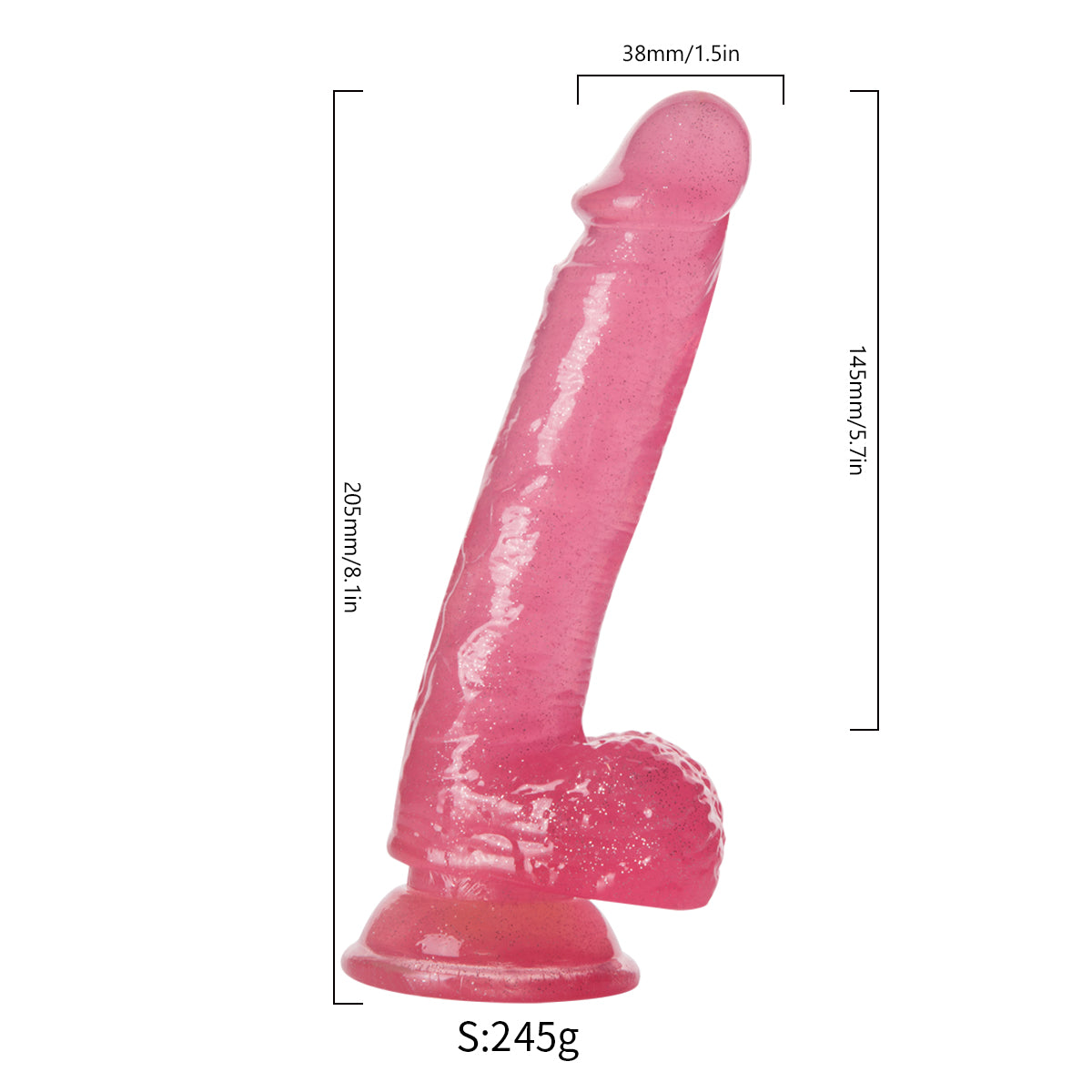 21,5 Cm Petit Gode Gelée Rose Pailleté