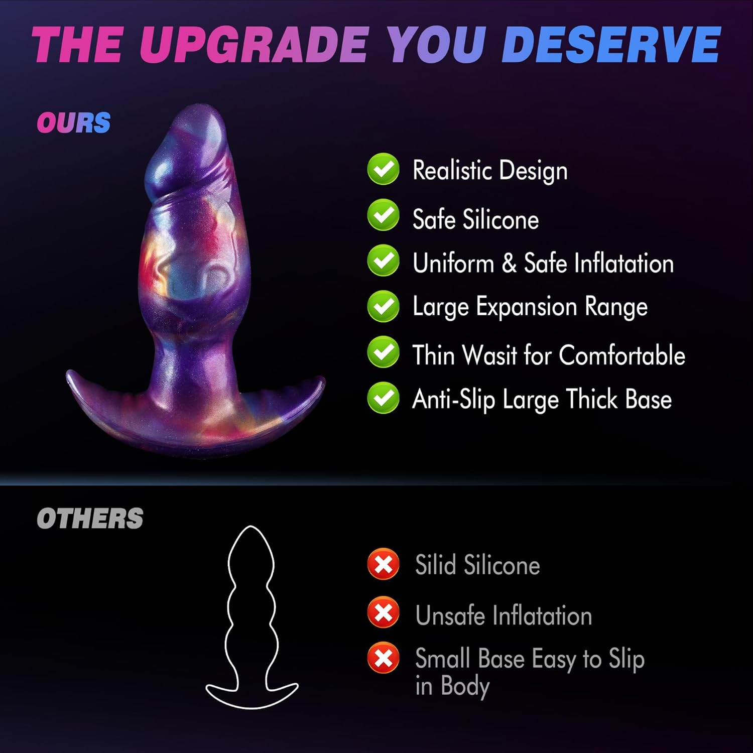 Plug Anal XXL Gonflable Silicone Diamètre 5CM