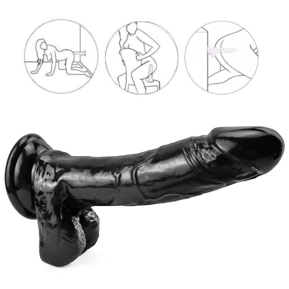 19 CM Noir Petit Courbé Gode Réaliste