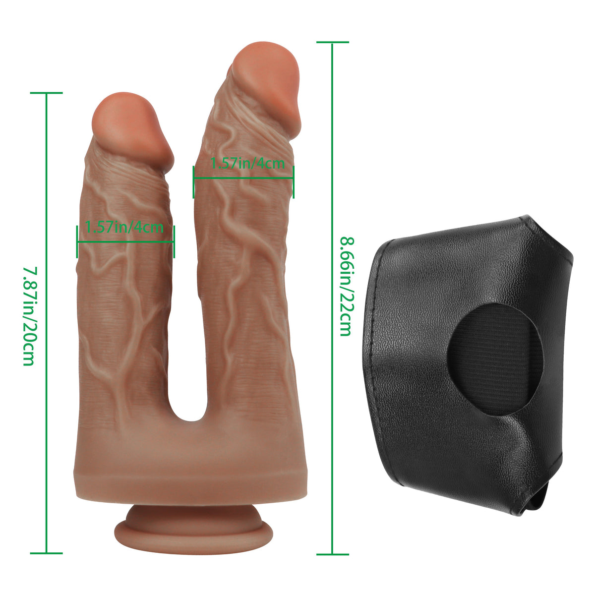 Gode Ceinture Double Pénétration Réaliste Marron