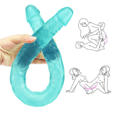 55 cm Vert Souple Double Gode Pour Lesbienne