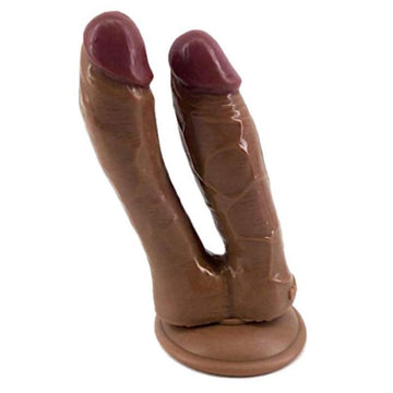 Gode Double Pénétration en Silicone Réaliste Marron
