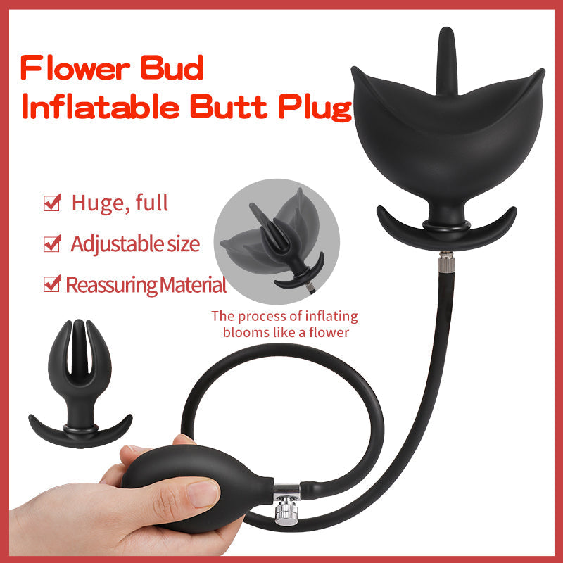 Plug Anal Gonflable Silicone Souple Bouton De Fleur
