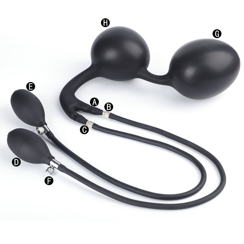 Plug Anal Gonflable Prostate avec Perles et Double Pompe