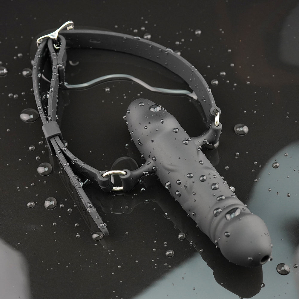 Bâillon gode BDSM noir à double extrémité
