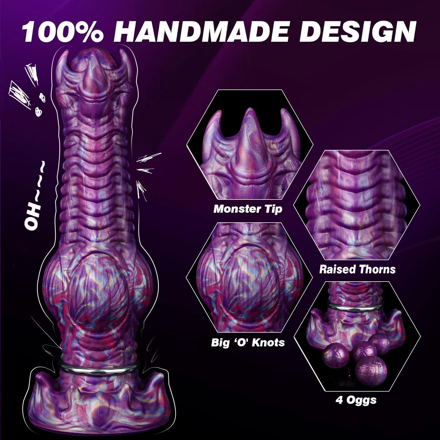 25CM Violet Monstrueux Oeuf Noeud Gode Alien