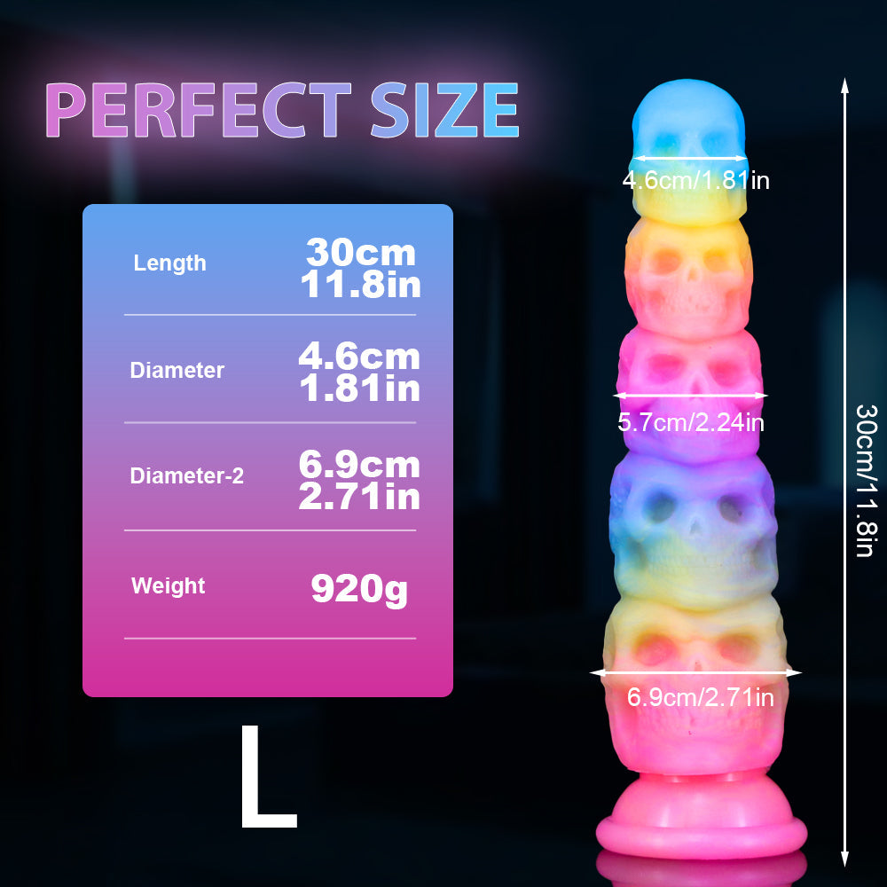 Gode Lumineux Crâne Multicolore Anal Fantaisie 30 cm
