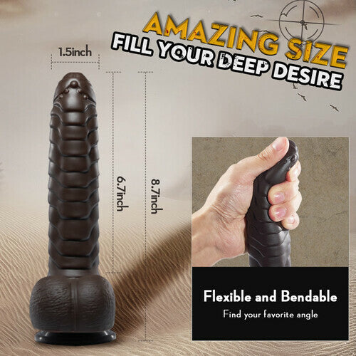 Gode avec Prepuce Noir Vibrant à Va-et-Vient 22 cm