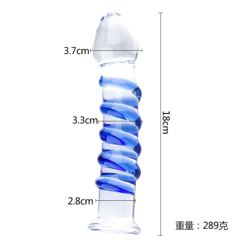 Plug Anal en Verre Bleu Texturé 17,8 cm