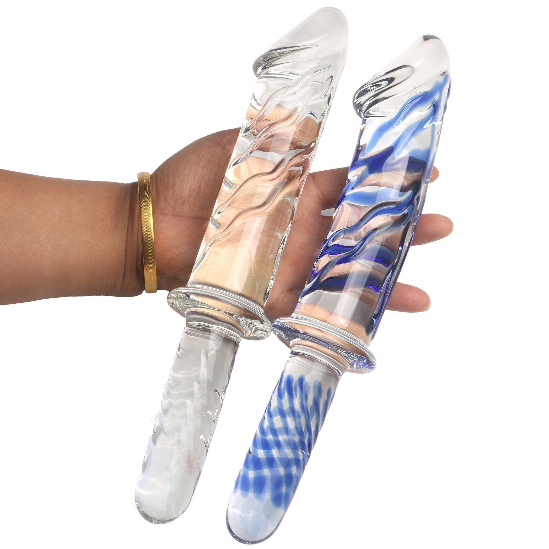 29,5 CM Transparent Gode en Verre avec Poignée