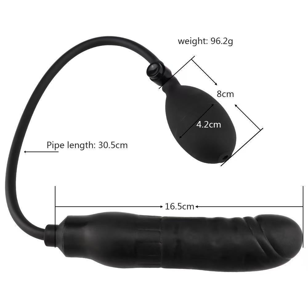 16,5 CM Noir Silicone Plug Anal Gonflable