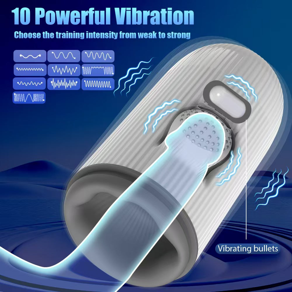 Masturbateur Homme Automatique Blanc avec Aspiration et Rotation