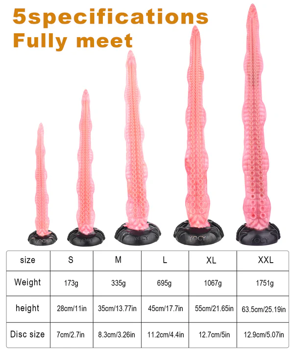 Gode Tentacule Rose Extra Long en Silicone 63,5 cm