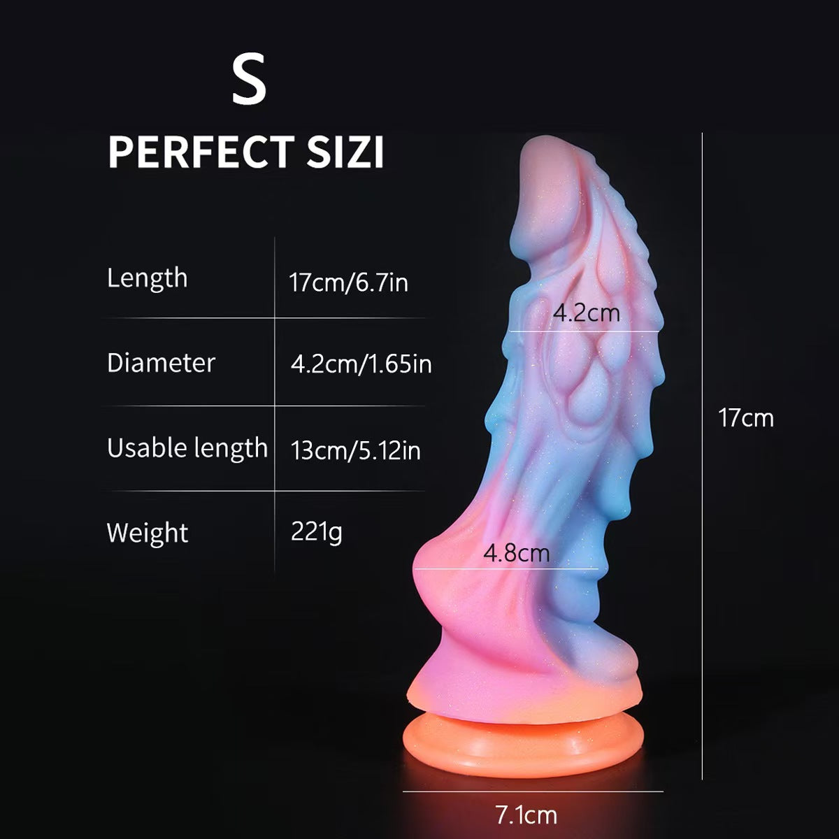 Gode Fluorescent Dragon Courbé en Silicone