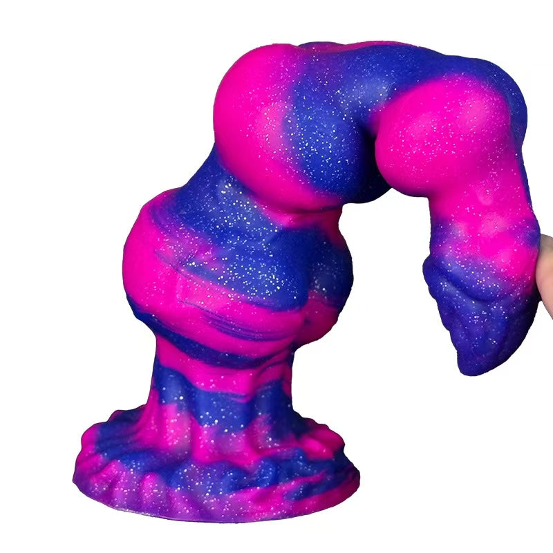 Gode Chien Monstre Coloré en Silicone avec Nœuds