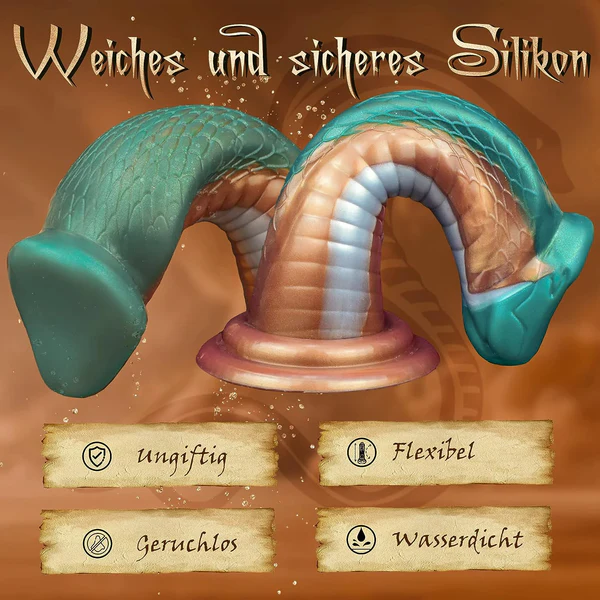 Gode Serpent Monstre Courbé Anal 21,6 cm