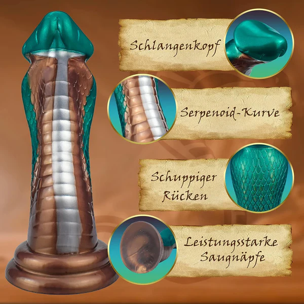 Gode Serpent Monstre Courbé Anal 21,6 cm
