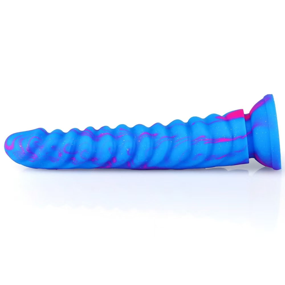 Fantasy Bleu Nervuré Texturé Gode Monstre