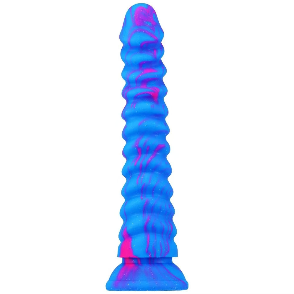 Fantasy Bleu Nervuré Texturé Gode Monstre