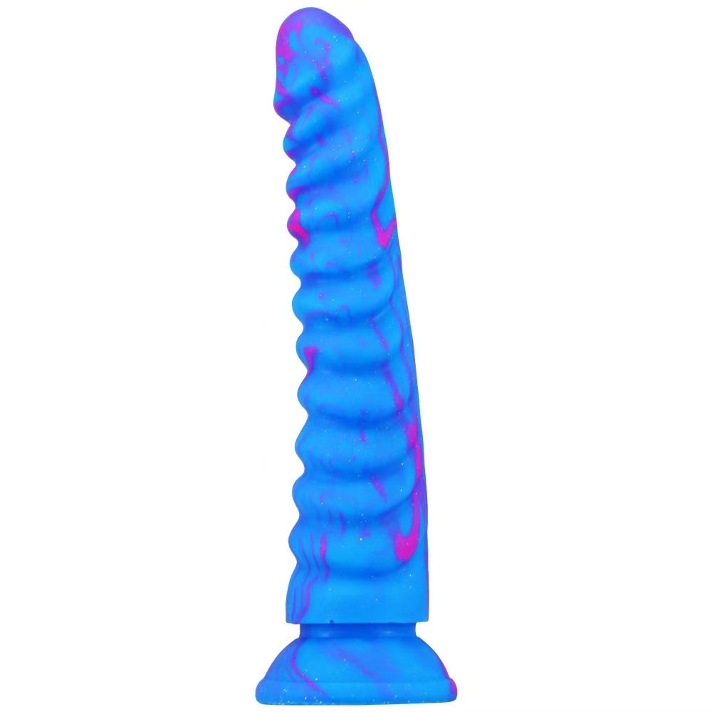 Fantasy Bleu Nervuré Texturé Gode Monstre