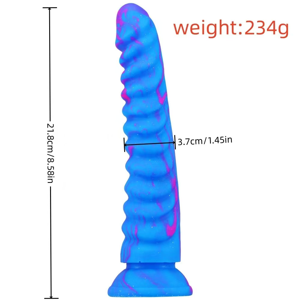 Fantasy Bleu Nervuré Texturé Gode Monstre