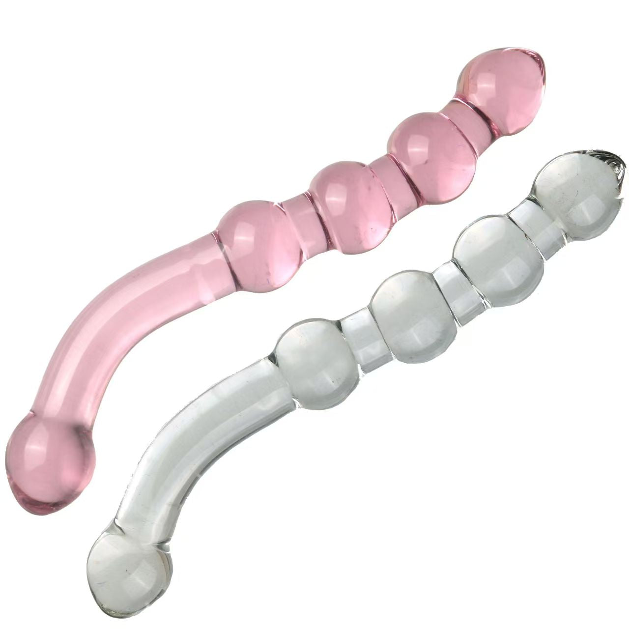 23 Cm Gode En Verre À Perles Stimulateur Point G Rose