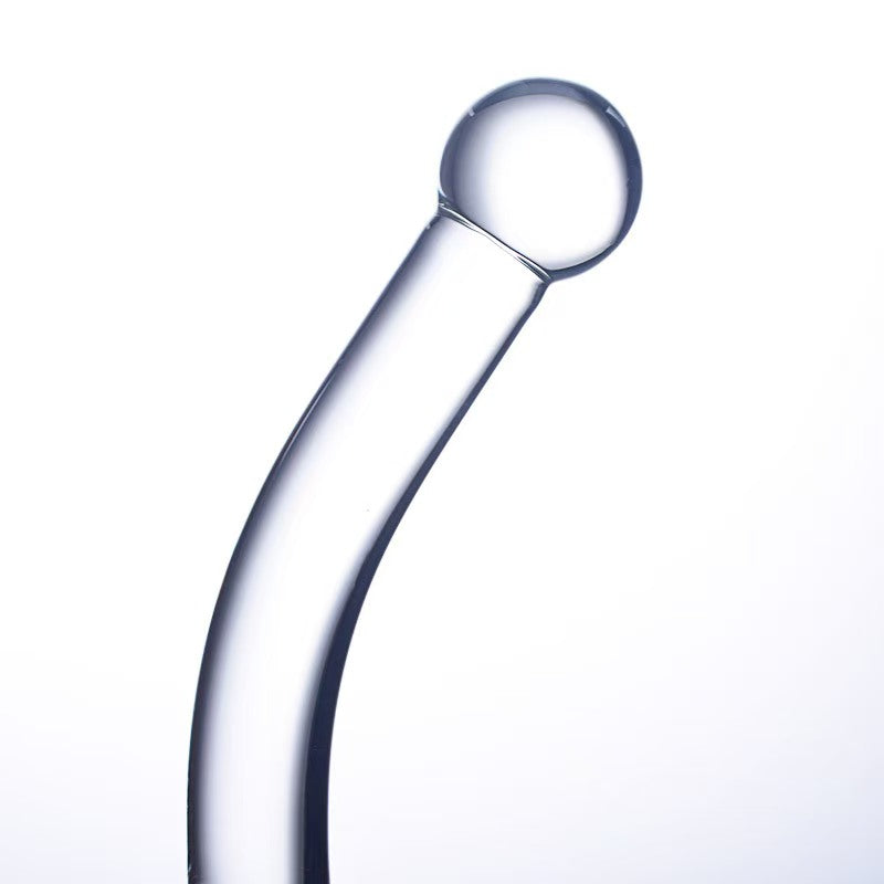 Double Gode en Verre Transparent Serpent Courbé – 27 cm