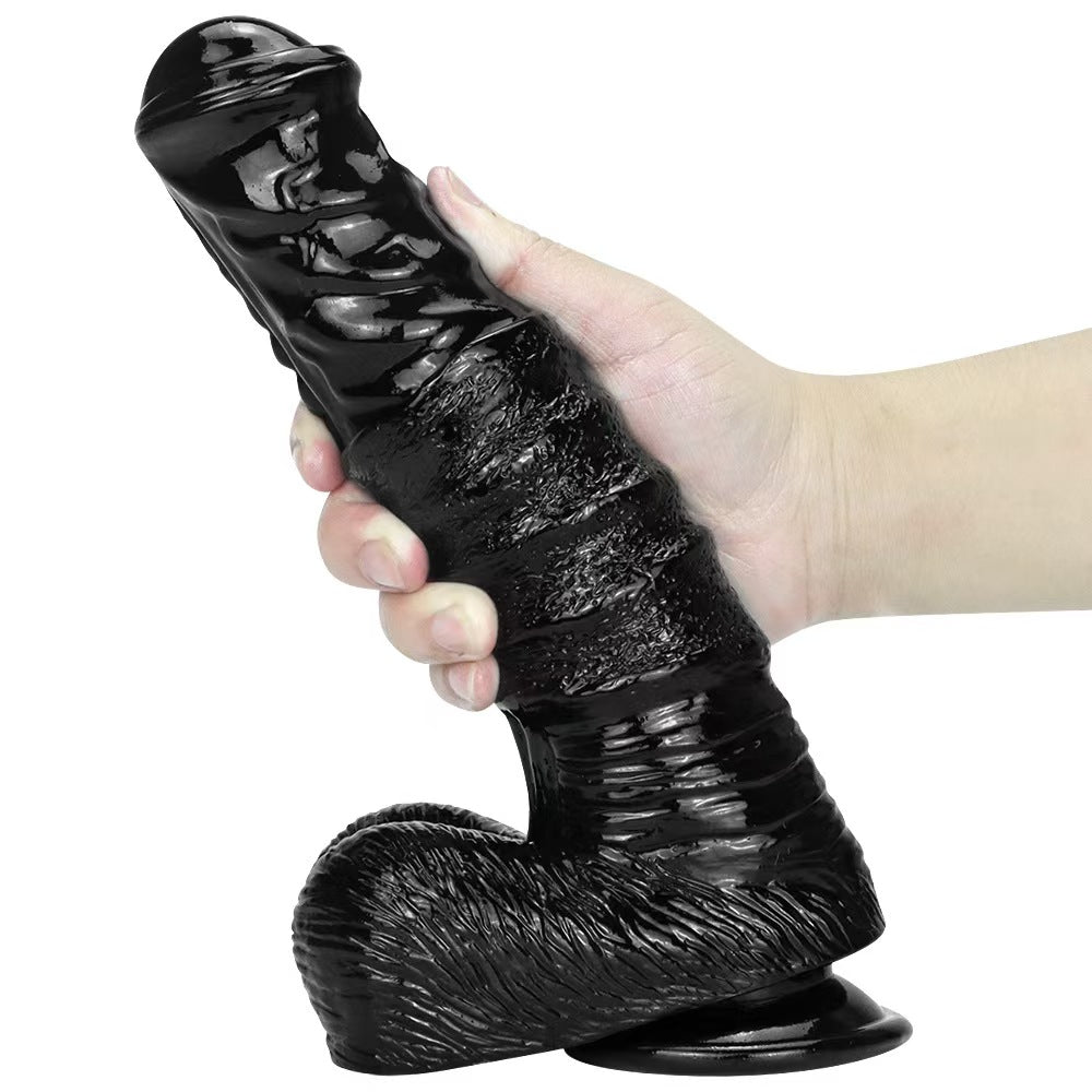 Gode Noir XXL Cheval Fantasy en Caoutchouc 25 cm