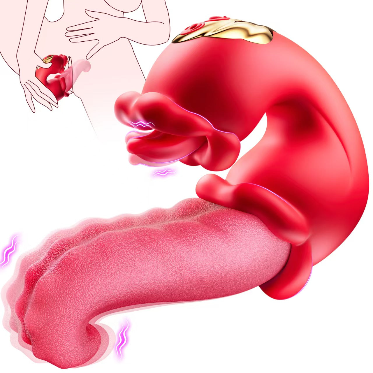 Rouge Double Stimulateur Langue Clitoridien vibrateur
