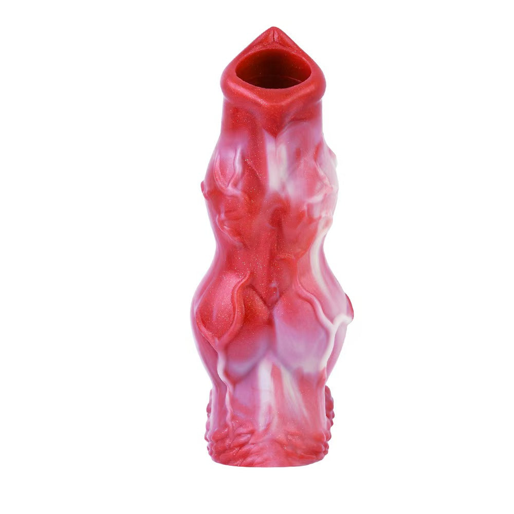 Gaine à Pénis Silicone Fantaisie Rouge à Reliefs