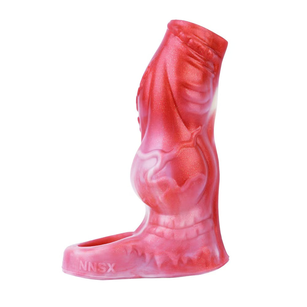 Gaine à Pénis Silicone Fantaisie Rouge à Reliefs
