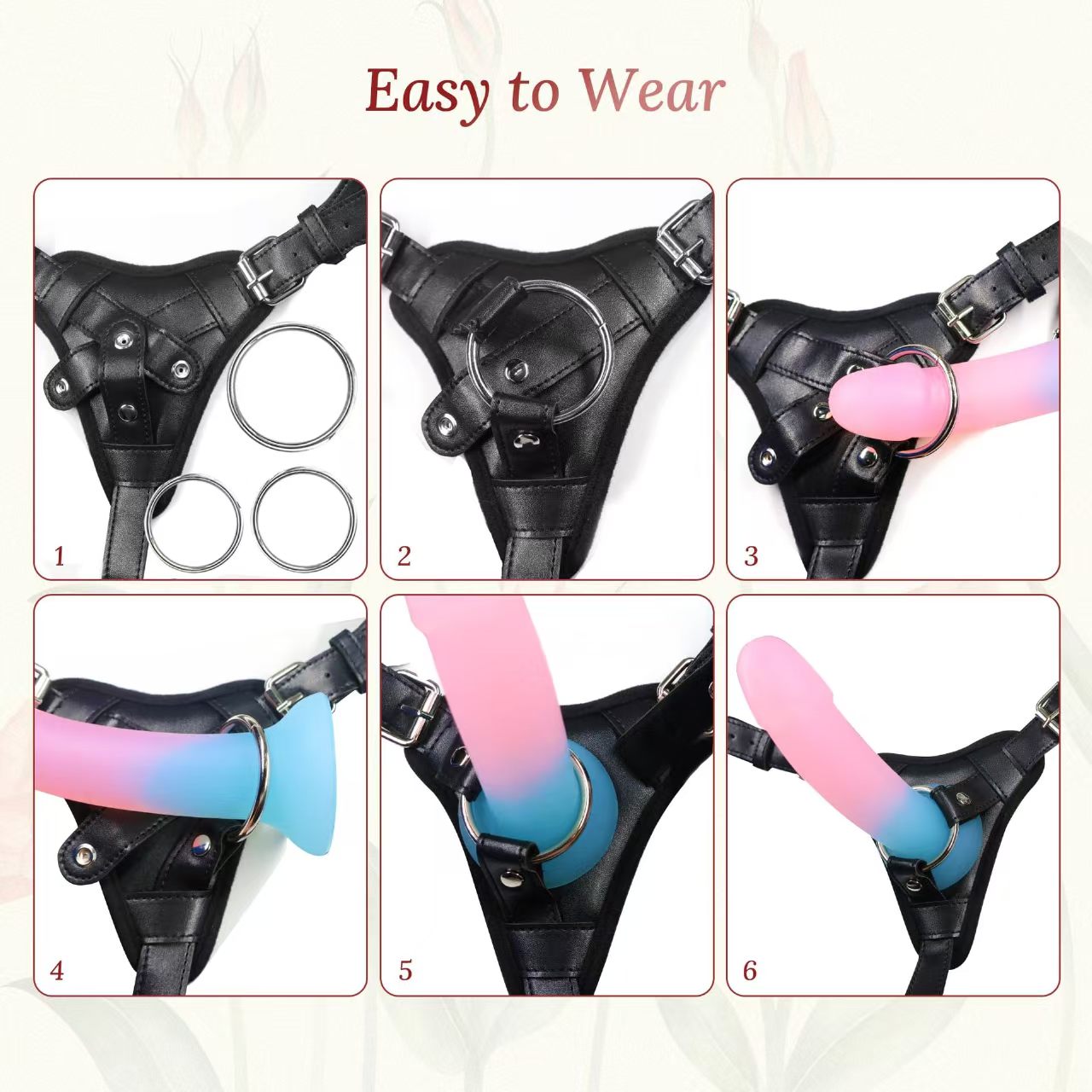 Harnais Gode Ceinture Noir en Cuir Premium avec 3 Anneaux