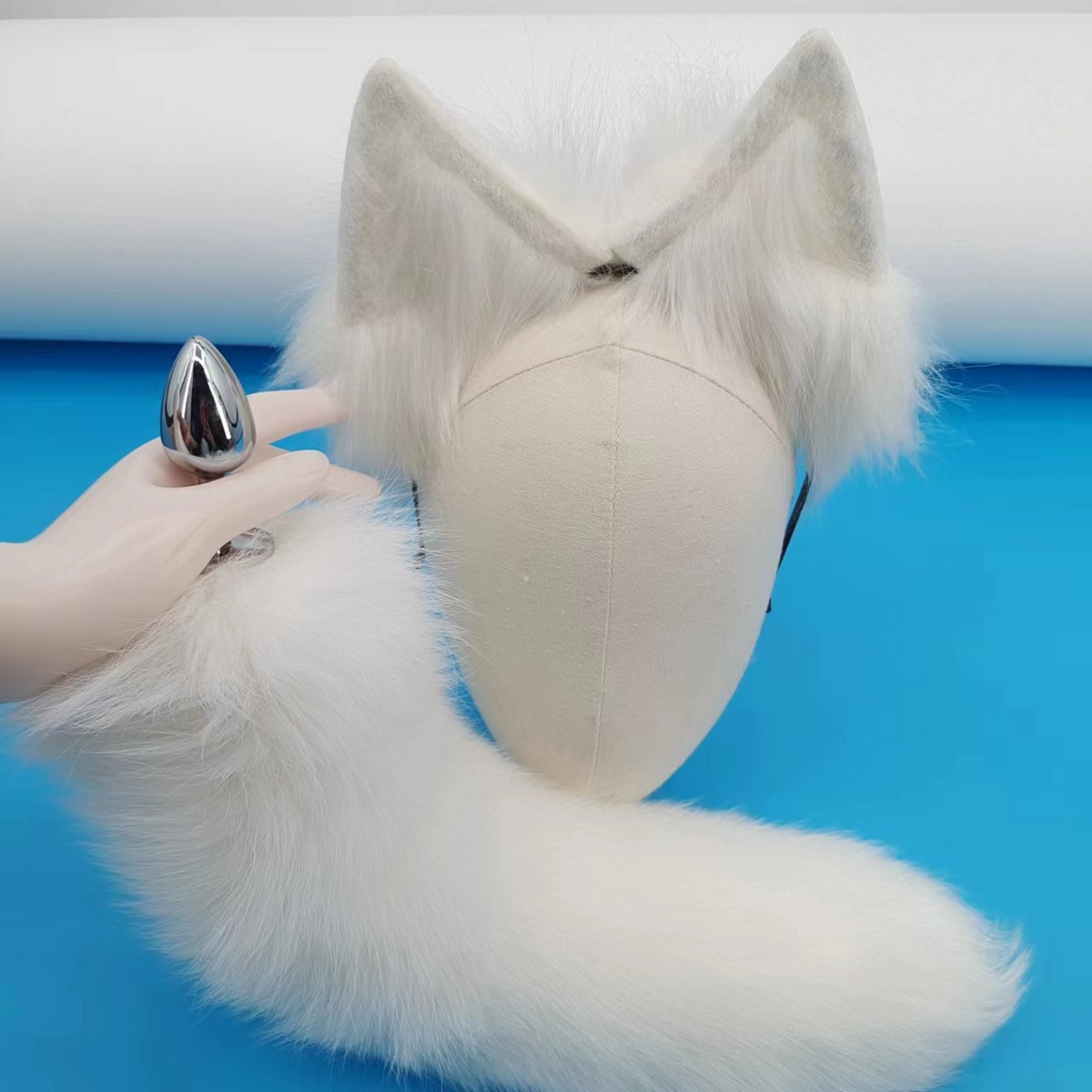 Plug Queue Renard Blanc Réaliste Cosplay
