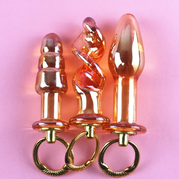 Kit Plug Anal en Verre Doré pour Débutants