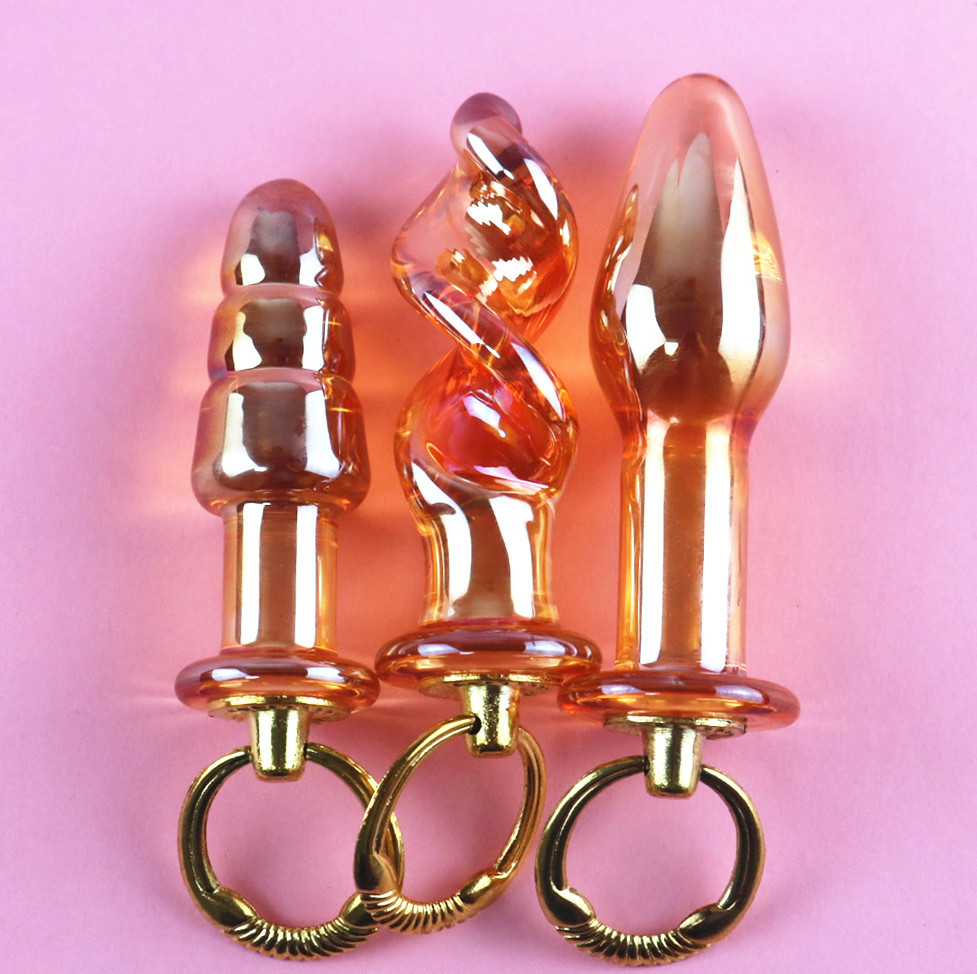 Kit Plug Anal en Verre Doré pour Débutants