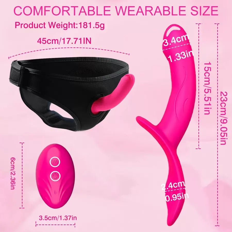 Gode Ceinture Vibrant Clitoridien Rose Avec Telecommande