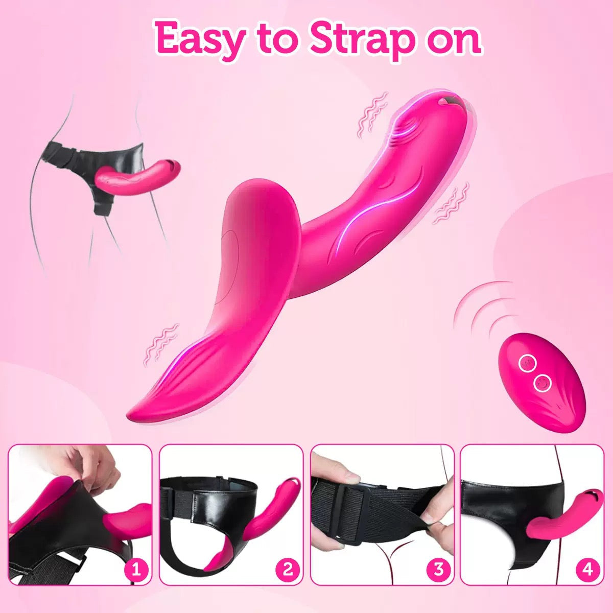 Gode Ceinture Vibrant Clitoridien Rose Avec Telecommande