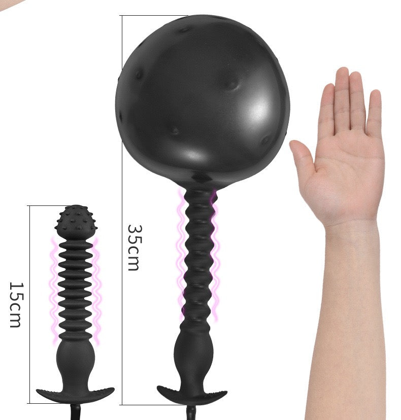 Gros Plug Anal Gonflable Noir Silicone Pliable